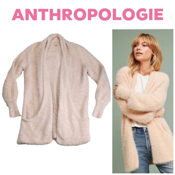 Anthropologie Sweaters - Anthropologie Knitted & Knotted Cardigan Sweater Wool Blend Blush Pink Sz Small